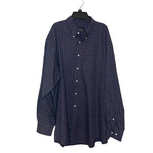 Jos A Bank Travelers Collection Plaid Button Down Shirt Blue XL